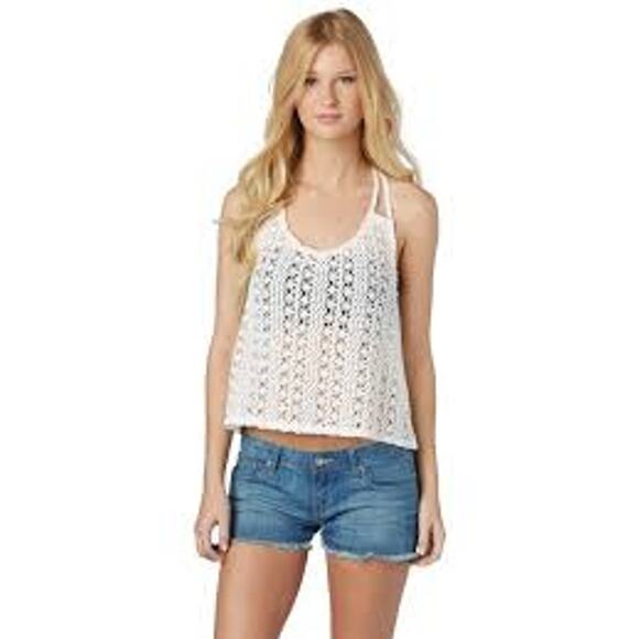ROXY Shine Your Light Crochet Crop Top Fits Size Small SUMMER SURFER GIRL BEACH - Picture 1 of 6
